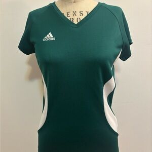 Adidas Women's Green and White Athletic Jersey - XS